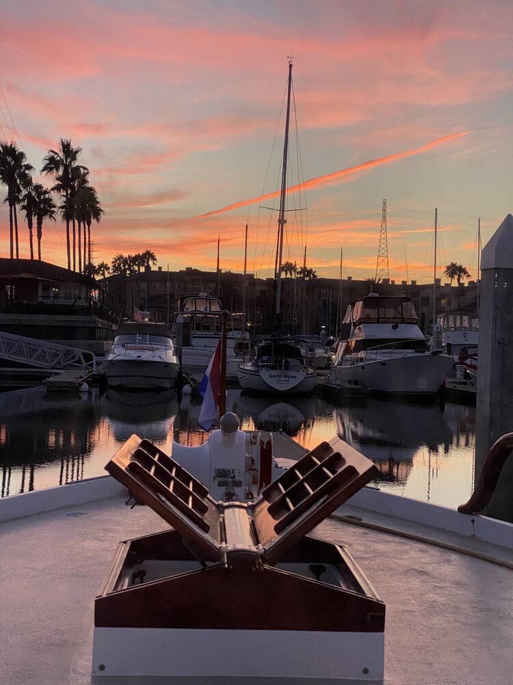 Sunset from the bow, another view.