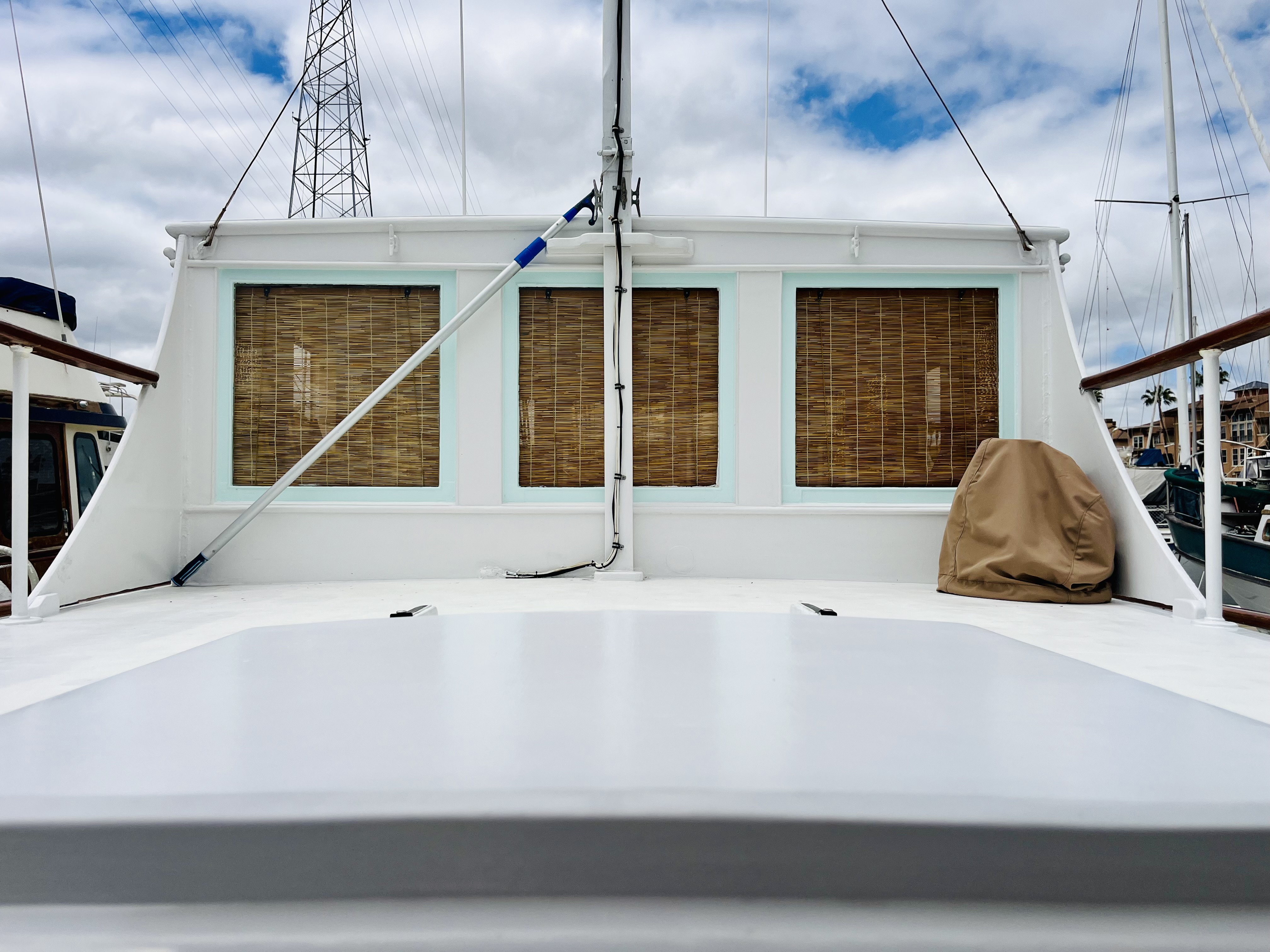 The sun deck above the aft deck.